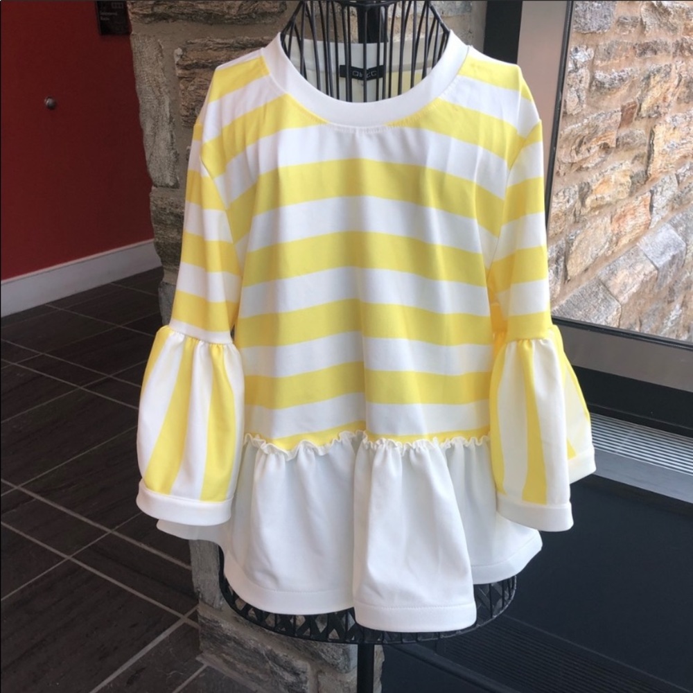 COPY - CARIBBEAN QUEEN White and yellow stripe top S/M